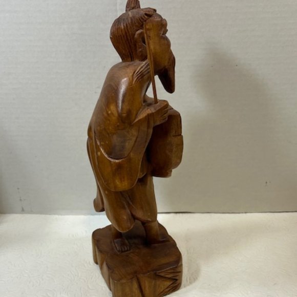 VTG Hand Carved Wood Fisherman Sculpture 12" Tall - Picture 3 of 13
